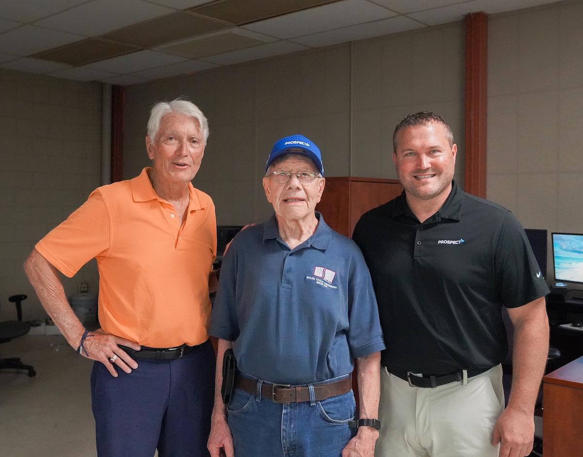 Former Prospect Mold owner Bruce Wright, Bill Null and Prospect Mold President Brandon Wenzlik. Jeremy Brown/The Portager